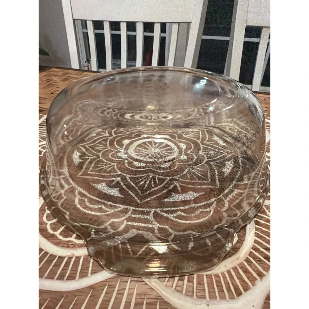 Vintage Fire-King 2 Quart Round Casserole Dish Golden Fleck Clear Glass